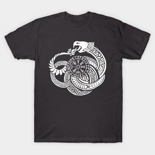 Jourmungandr (White Line) T-Shirt by  Skulls in the crack